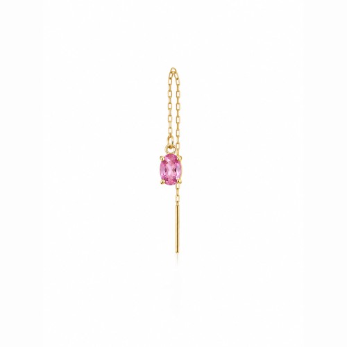 Candy minđuša u 14kt žutom zlatu sa pink safirom 