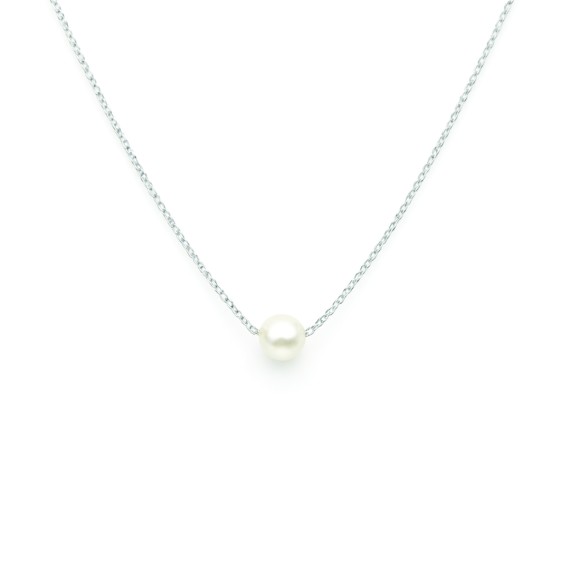 Zlatna ogrlica sa biserom 14kt belo zlato