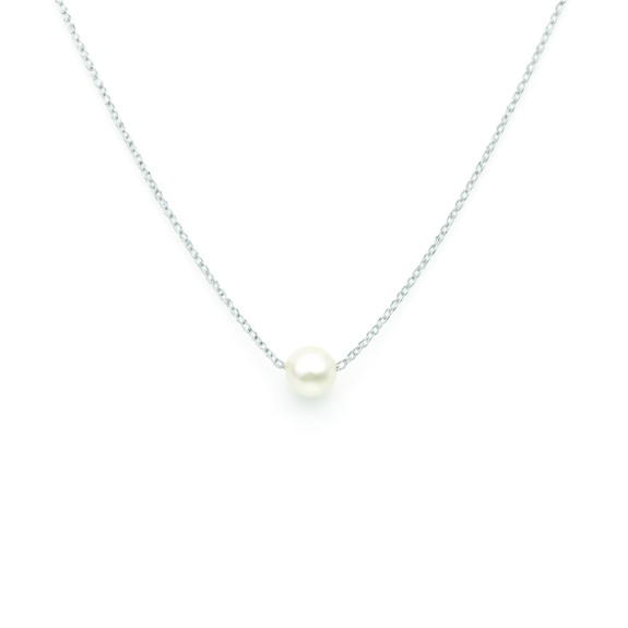 Zlatna ogrlica sa biserom 14kt belo zlato