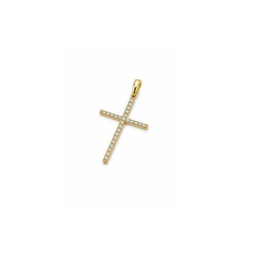 Faith Cross privezak u 14kt žutom zlatu sa cirkonima 
