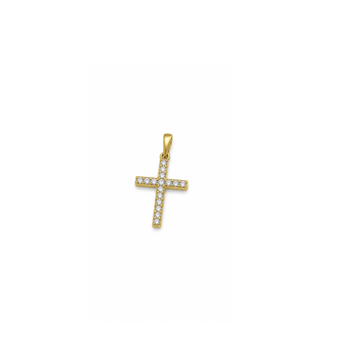 Mini Faith cross privezak u 14kt žutom zlatu sa cirkonima 
