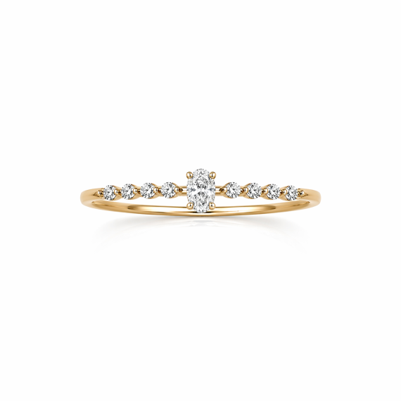 Prsten sa dijamantom 14kt žuto zlato