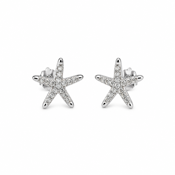 Srebrne minđuše Starfish sa cirkonima