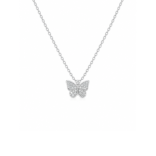 Butterfly srebrna ogrlica sa cirkonima
