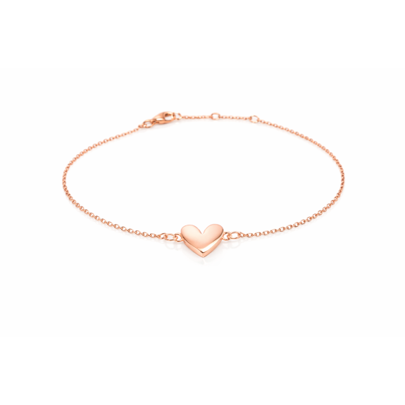 Srebrna narukvica sa roze pozlatom srce Srebrna narukvica sa roze pozlatom srce